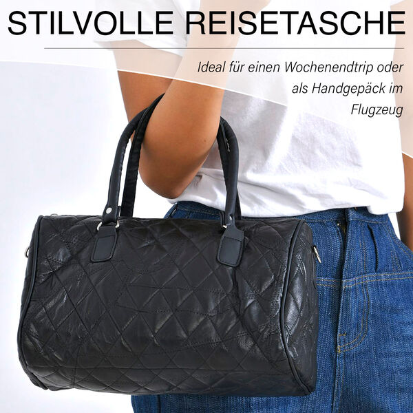 Stylische Echtleder Crossbody-Tasche mit glänzender Optik, Schwarz image number 2