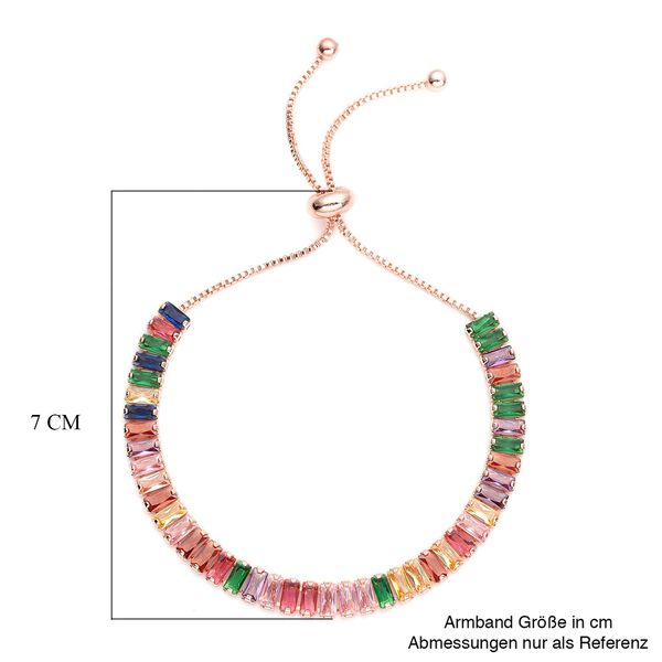 Mehrfarbiges Zirkonia Armband, ca. 15.25 cm, reines Messing ca. 19,50 ct image number 5