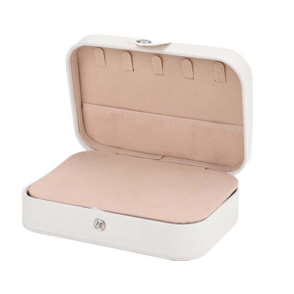 Schmuckbox aus PU-Leder in Weiß mit Druckknopfverschluss, 16,5x11,5x5,5cm, inkl. 10 Silberputztücher image number 5