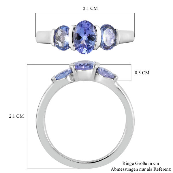 Tansanit 3-Stein-Ring, 925 Silber platiniert  ca. 1,30 ct image number 7