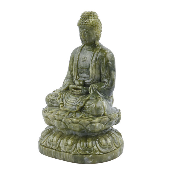Handgefertigte Buddha Figur aus Serpentin, Gr&ouml;&szlig;e 22x13x11 cm, Gr&uuml;n image number 2
