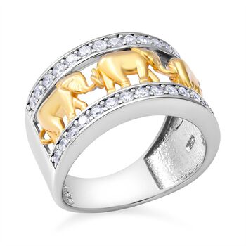 LUSTRO STELLA - zweifarbiger Zirkonia-Elefant-Ring in Silber