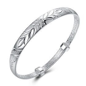 Blättermotiv-Armband, Rhodiniert, ca. 19 cm ca. 20,00g