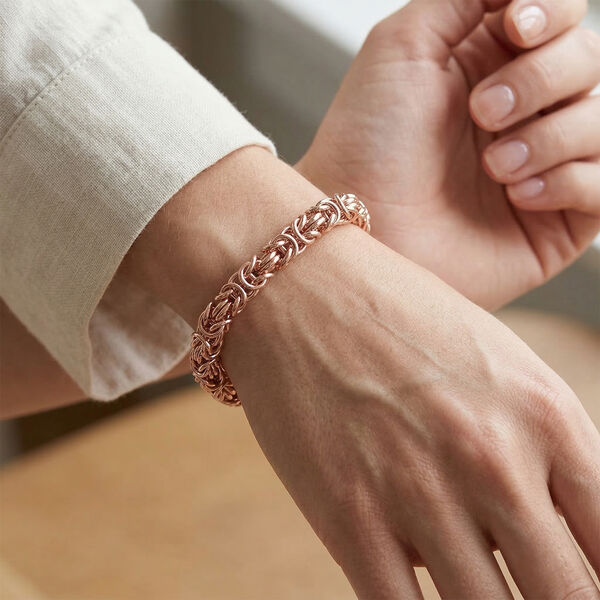 Byzantinische K&ouml;nigsarmband, Edelstahl, ca. 19 cm mit 3.75 cm extender, ca. 38.00g, Ros&eacute;farben image number 2