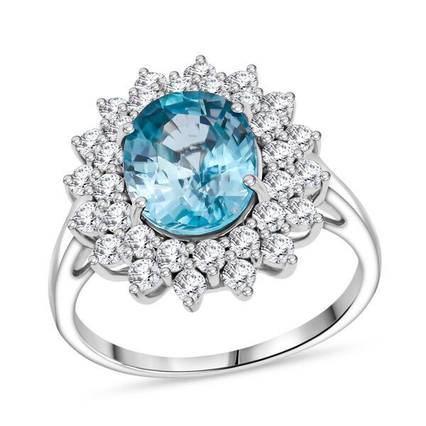 AAA Blauer Zirkon, Lab Grown Diamant Ring 375 Wei&szlig; Gold (Gr&ouml;&szlig;e 17.00) ca. 5.14 ct image number 3