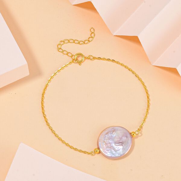 19-21mm lila Keshi Perlen-Armband, 18+4cm - 19 ct. image number 2