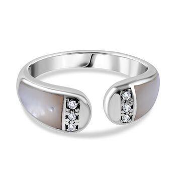 Perlmutt und Zirkonia Ring - 1,04 ct.