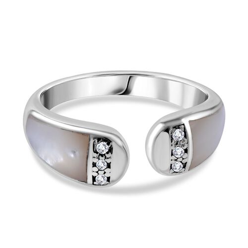 Perlmutt und Zirkonia Ring - 1,04 ct. image number 0