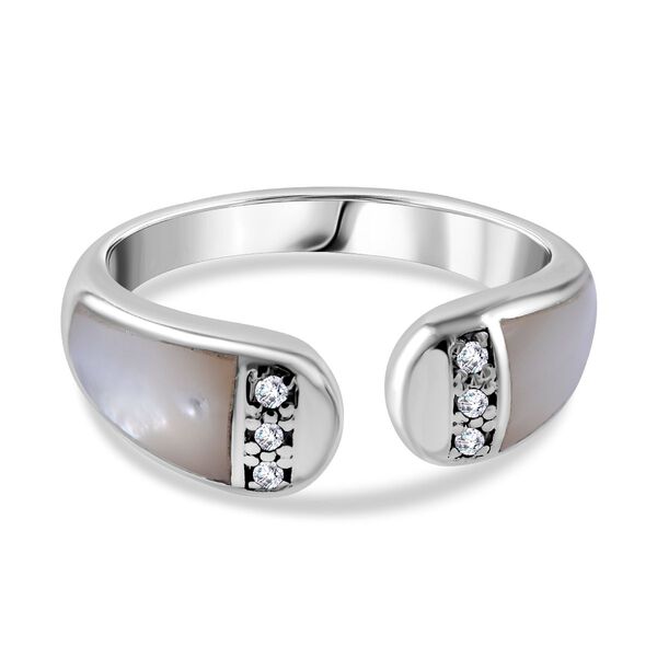 Perlmutt und Zirkonia Ring - 1,04 ct.