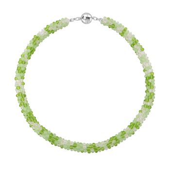 2er Set - Wei&szlig;er Kristall Halskette und Armband, Gr&uuml;n