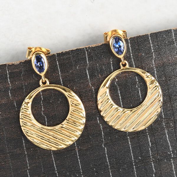 AA Tansanit Ohrh&auml;nger 925 Silber Gelbgold Vermeil ca. 0,44 ct&nbsp; image number 2