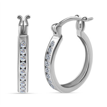 Moissanit Creolen, 925 Silber platiniert, ca. 0.64 ct