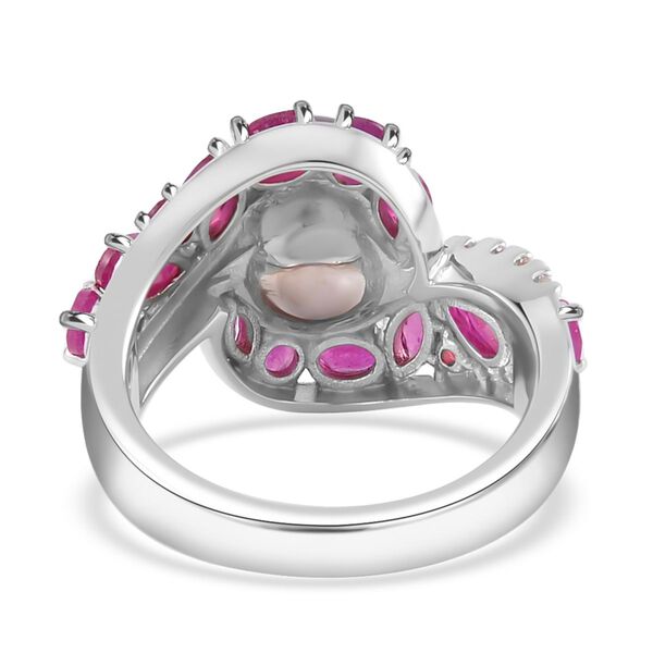 Tahiti Perle, Afrikanischer Rubin (Fissure gefüllt) Ring, 925 Silber rhodiniert, (Größe 20.00) image number 6