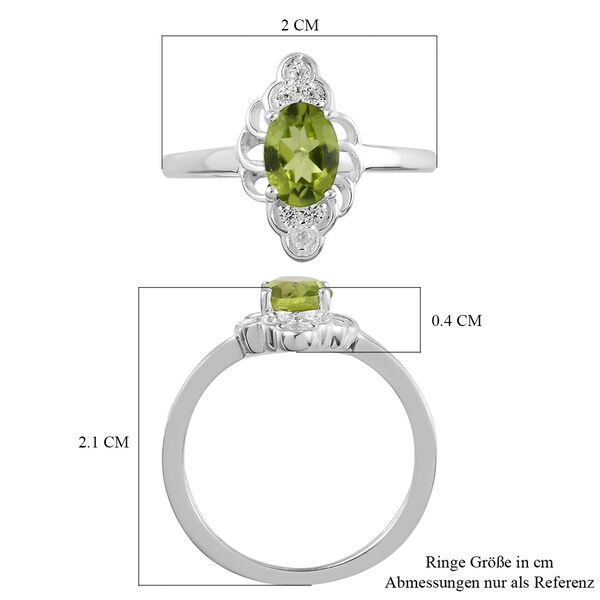Natürlicher Peridot und Zirkon-Ring, 925 Silber  ca. 1,04 ct image number 7