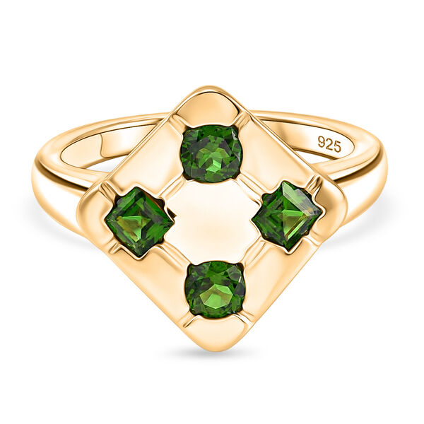 Nat&uuml;rlicher Chromdiopsid Ring 925 Silber vergoldet  ca. 0,76 ct