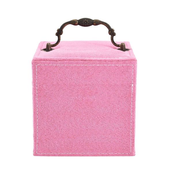 Schmuckkästchen aus Samt mit Spiegel, Schloss und Griff, 3 Ebenen, Rosa image number 3