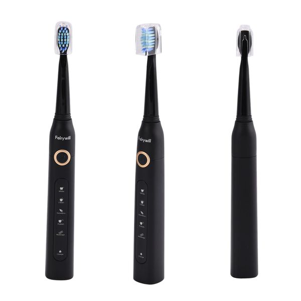 Fairywill- Zahnb&uuml;rste mit 4 B&uuml;rstenk&ouml;pfen, Schwarz image number 11