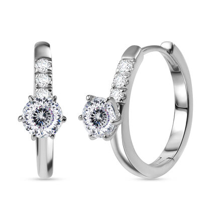 100 Facetten Moissanit Ohrringe 925 Silber platiniert ca. 1.12 ct