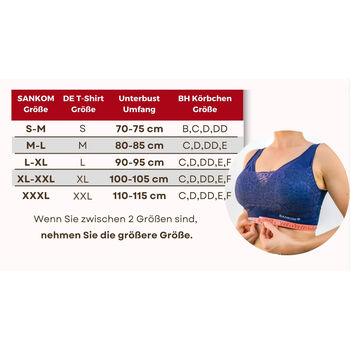 SANKOM - R&uuml;ckenst&uuml;tze Haltungskorrektur Push-up Spitzen-BH, Gr&ouml;&szlig;e M/L, 80-85 cm, Schwarz