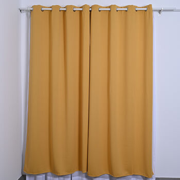 2er-Set blickdichte Vorh&auml;nge mit Metall&ouml;sen, Gr&ouml;&szlig;e 140x240 cm, Senfgelb