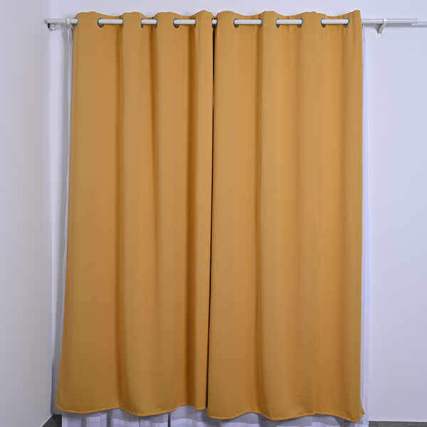2er-Set blickdichte Vorh&auml;nge mit Metall&ouml;sen, Gr&ouml;&szlig;e 140x240 cm, Senfgelb