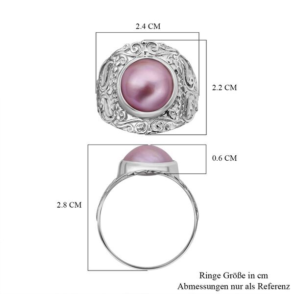 Rosa Mabe Perle (10 mm) Ring 925 Silber (Gr&ouml;&szlig;e 16.00) image number 5