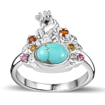 Sierra Nevada T&uuml;rkis, Multi-Turmalin und schwarzer Spinell-Ring - 1,57 ct.