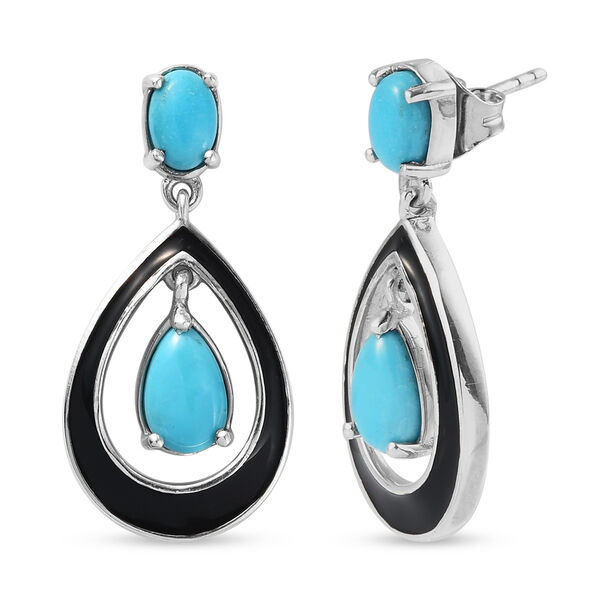 Nat&uuml;rliche Sleeping Beauty T&uuml;rkis emaillierte Ohrh&auml;nger in Silber image number 5