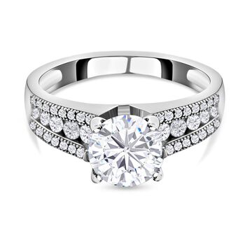 Lustro Stella - Wei&szlig;er Zirkonia Ring, 925 Silber platiniert, ca. 4.42 ct