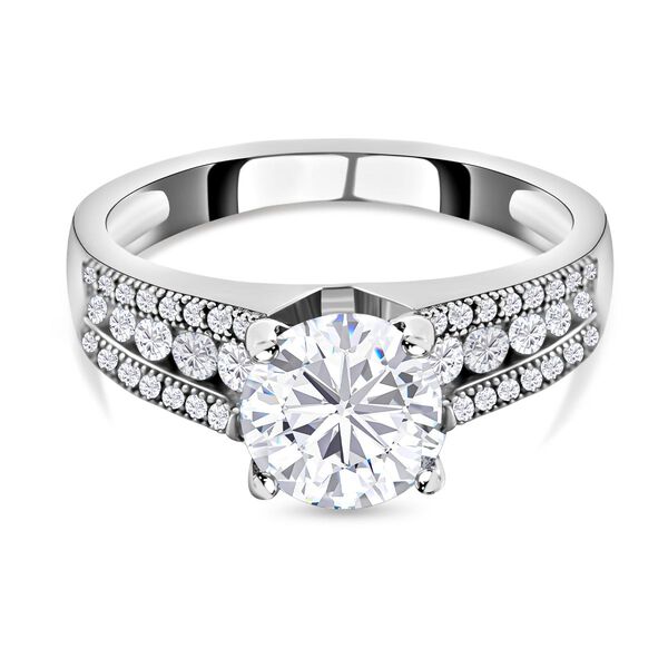 Lustro Stella - Wei&szlig;er Zirkonia Ring, 925 Silber platiniert, ca. 4.42 ct