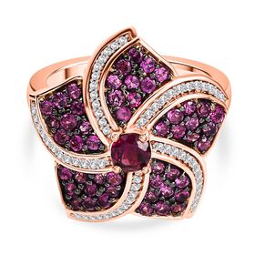 D'Joy Aura der Kaiserin Rhodolith Granat Ring 925 Silber 750 Roségold Vermeil (Größe 17.00) ca. 1.75 ct D'Joy Aura der Kaiserin Rhodolith Granat Ring 925 Silber 750 Roségold Vermeil (Größe 17.00) ca. 1.75 ct
