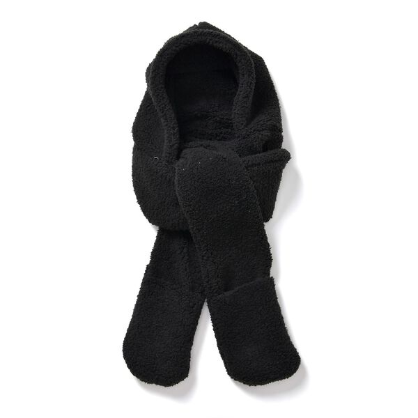 Kuschelige 3-in-1 Sherpa Mütze, Schal und Handwärmer, Schwarz image number 0