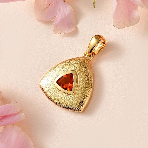 AA Salamanca Feueropal Anh&auml;nger 925 Silber Gelbgold Vermeil ca. 0.28 ct image number 2