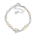 Weiße Muschelkernperle, Weiße Süßwasser Perle Armband ca. 15.25 cm Nickelfreies Messing Standard