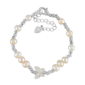 Weiße Muschelkernperle, Weiße Süßwasser Perle Armband ca. 15.25 cm Nickelfreies Messing Standard