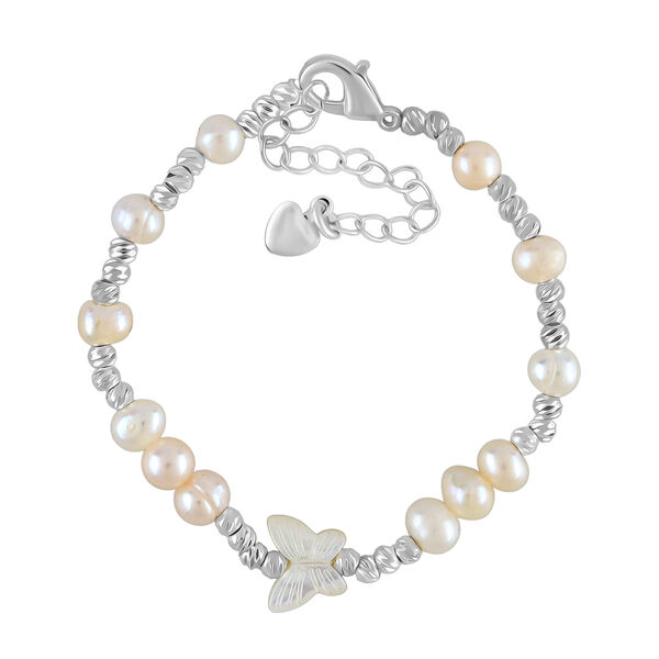 Weiße Muschelkernperle, Weiße Süßwasser Perle Armband ca. 15.25 cm Nickelfreies Messing Standard image number 0