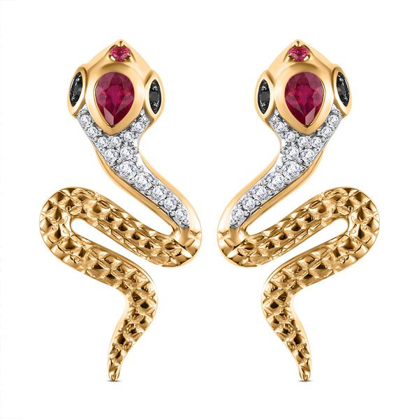 GP Trionfo Kollektion - Afrikanische Rubin (Fissure gef&uuml;llt) Ohrringe, 925 Silber Gelbgold Vermeil ca. 0,81 ct