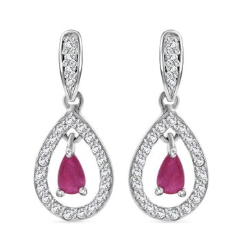 Burma-Rubin und Zirkon Ohrringe - 0,85 ct.