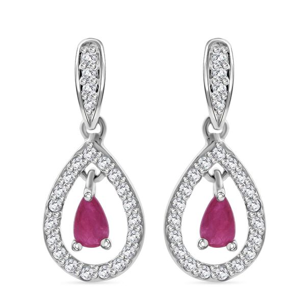 Burma-Rubin und Zirkon Ohrringe - 0,85 ct. image number 0