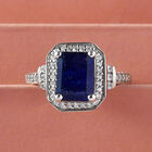 Masoala Saphir und Zirkon Halo Ring, 925 Silber platiniert, 3,75 ct. image number 1