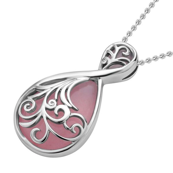 Rosenquarz Anh&auml;nger mit Kette, Edelstahl ca. 20.00 ct image number 3