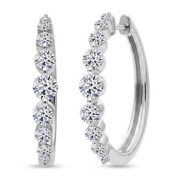 LUXURIANT SGL zertifizierte SI-GH Labor Diamant Ohrringe, 925 Silber rhodiniert - 1 ct.