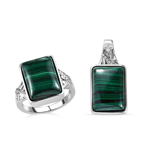 Malachit Schmuckset  Edelstahl ca. 16,00 ct. image number 0