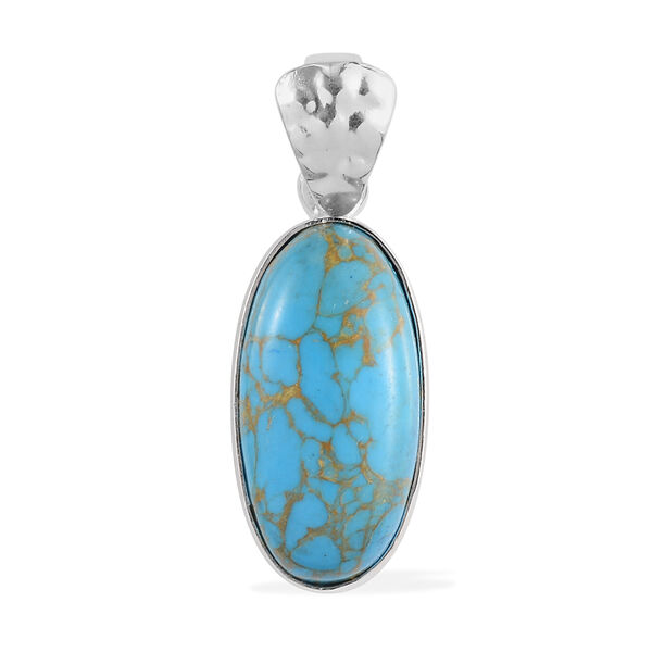 Blauer Mojave T&uuml;rkis-Solit&auml;r-Anh&auml;nger in Silber