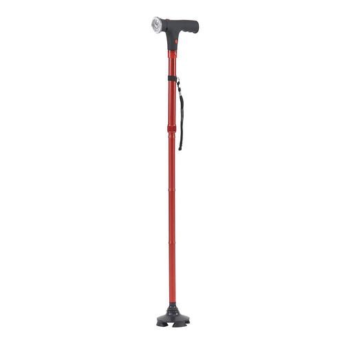 Faltbarer Smart-Gehstock mit LED Licht und Alarm, Belastbarkeit 113 KG, Benötigt 2xAAA-Batterien, blau