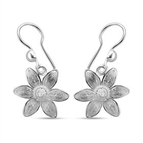 Royal Bali Kollektion- Florale Ohrringe in Silber