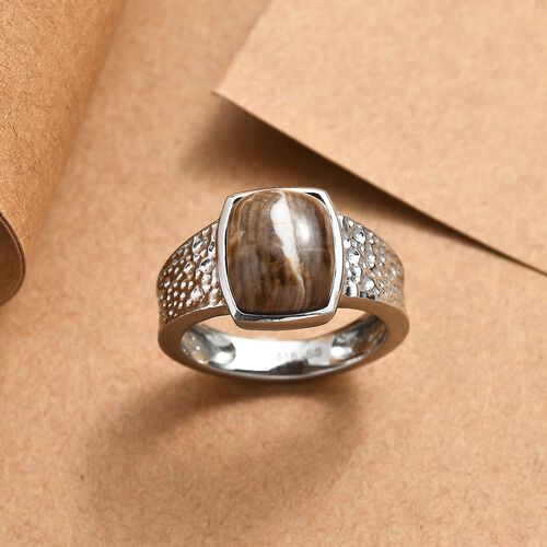 Der Schimmer der Natur - Erdnuss Holz Jaspis Ring Edelstahl (Größe 17.00) ca. 3.50 ct image number 1