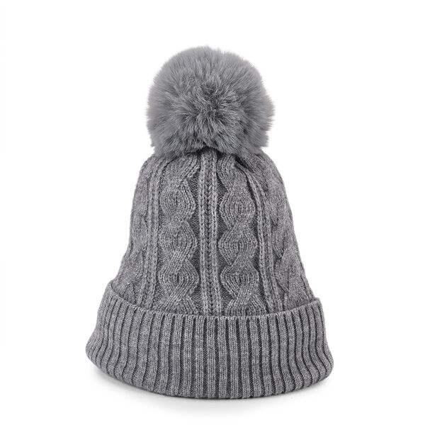 Strickmütze mit Bommel, weiches Mischgewebe, Einheitsgröße, Grau image number 3