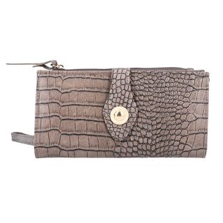 Echtleder Portemonnaie mit Krokopr&auml;gung, 18,5x1,5x9,5 cm, taupe