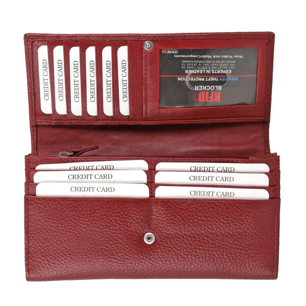Moderne Geldb&ouml;rse aus 100% echtem Leder mit RFID Schutz, 18.5x10cm, Rot image number 6